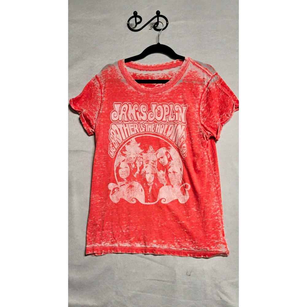 Recycled Karma Red Janis Joplin Graphic Print SS Crew Neck Tshirt Size S - Picture 1 of 5